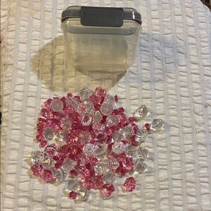 Pink and Clear Gemstones with Storage Box
